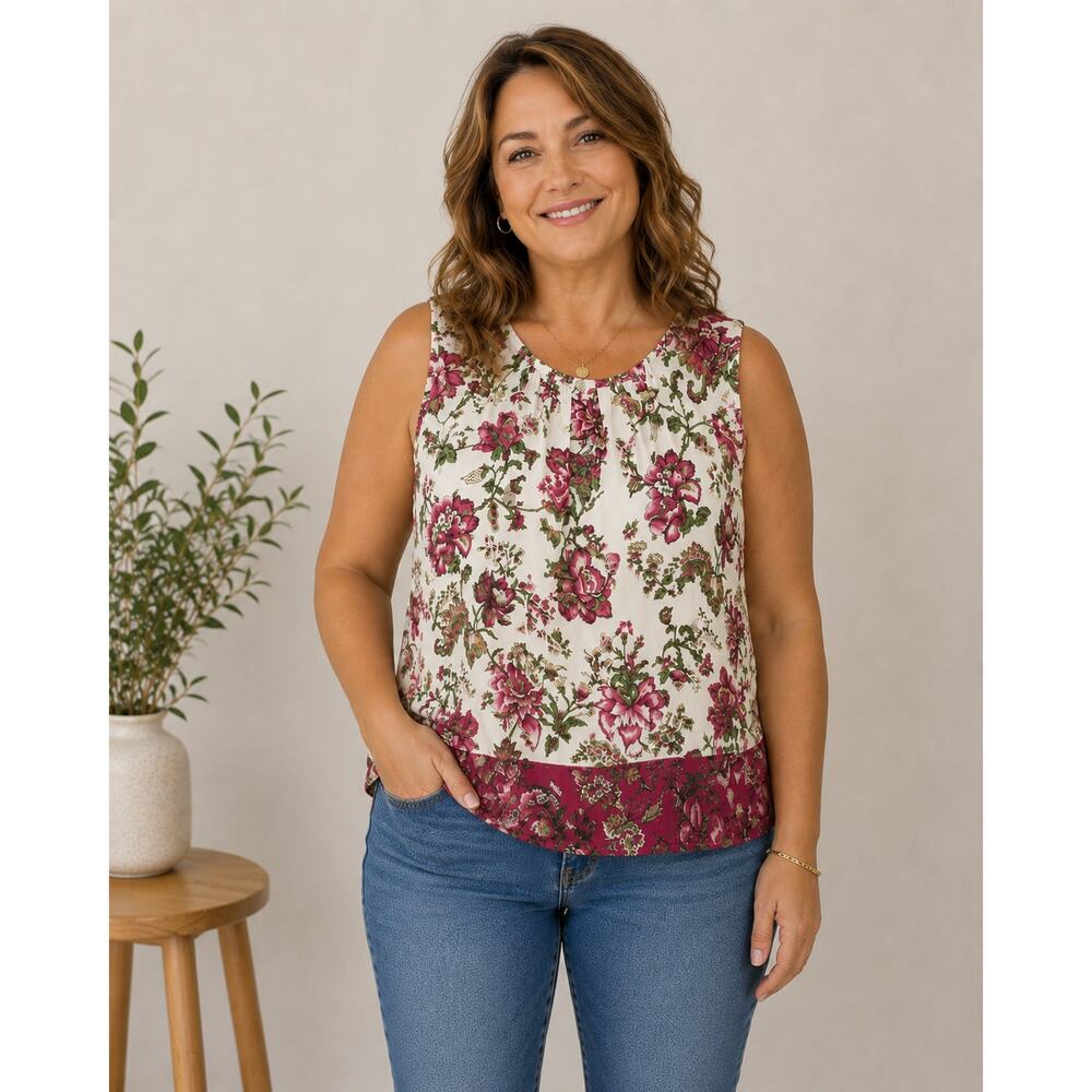 Talbots Casual Floral Sleeveless Lightweight Top Size 16